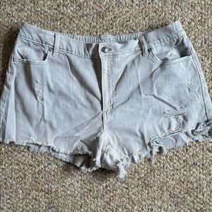 Aerie Light Gray Distressed Jean Shorts